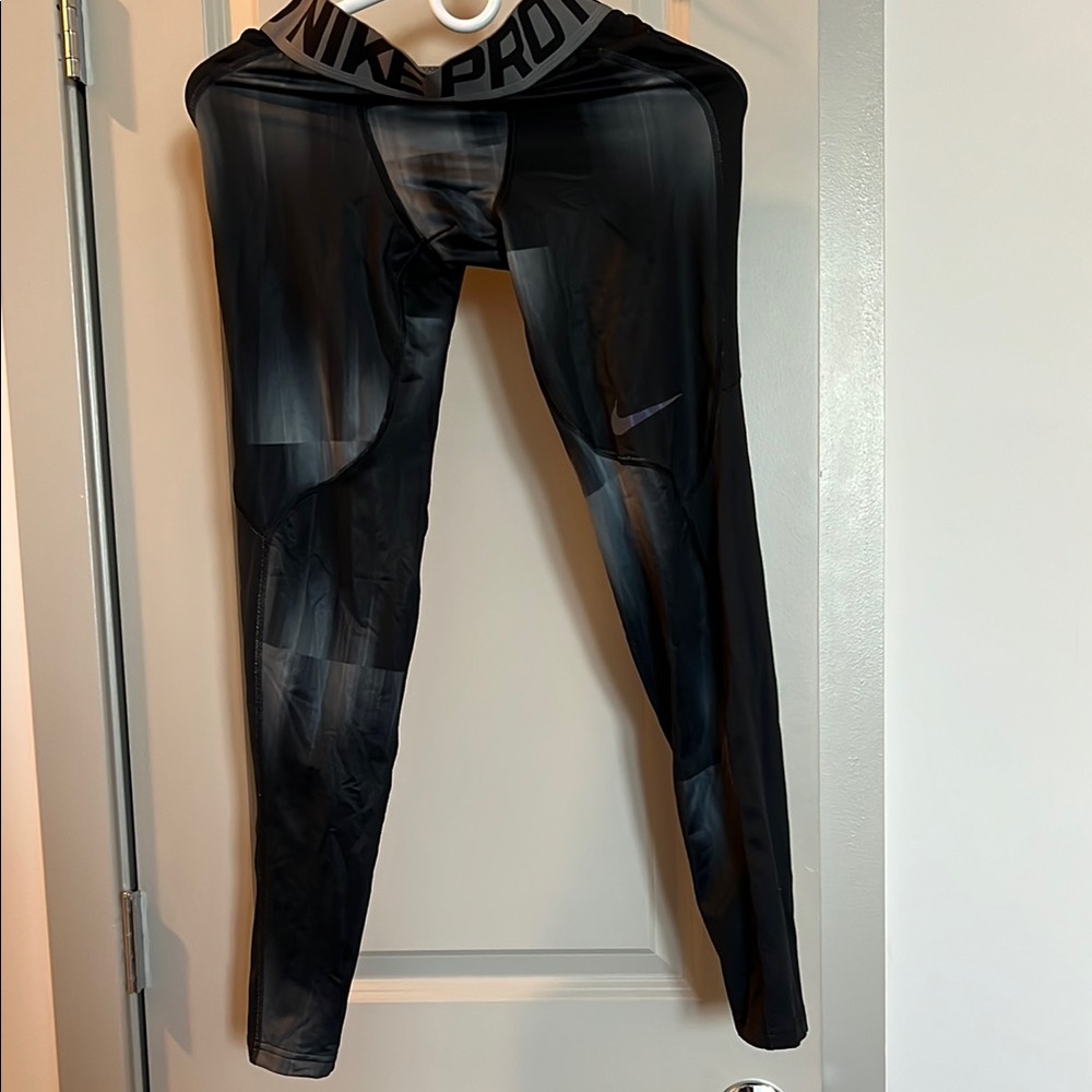 Mens Nike Pro Black and Gray Leggings